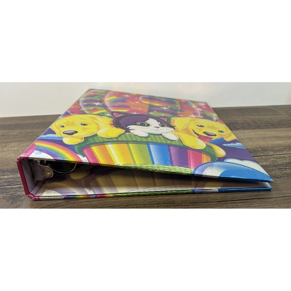 Vintage Lisa Frank 3 Ring Binder Hot Air Balloon Kittens Labrador Puppies